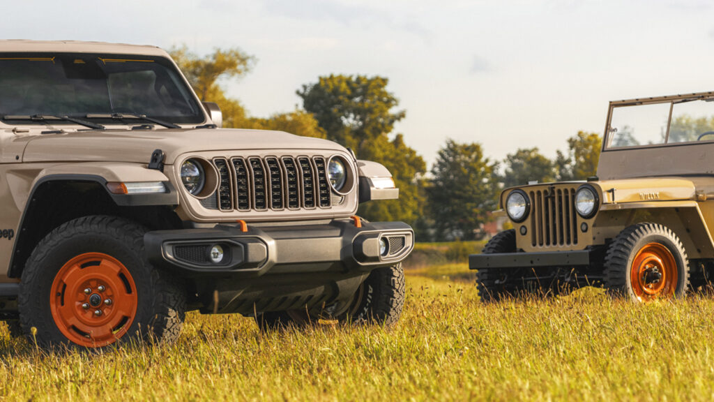 Jeep Wrangler JL-2A special edition with orange accents paying tribute to the Willys CJ-2A (Photo credit: Jeep)
