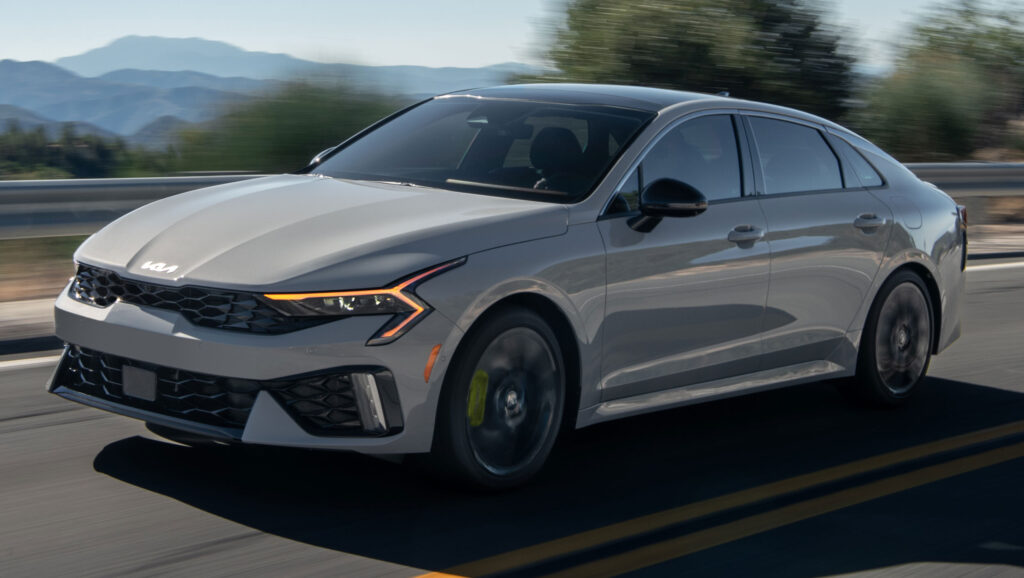 2027 Kia K5 sedan, now missing the range-topping EX trim (Photo credit: Kia)