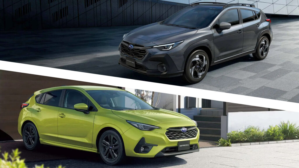 2027 Subaru Crosstrek and Impreza shown together in Japan, now with divergent powertrain strategies (Photo credit: Subaru)
